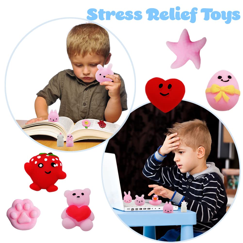 DINESIL 28 Packs Mochi Squishy Toys, Kawaii Animal Squishies Stress Relief Toy for Classroom Exchange, Game Prizes, Easter Party Favors, Goodie Bag Stuffers