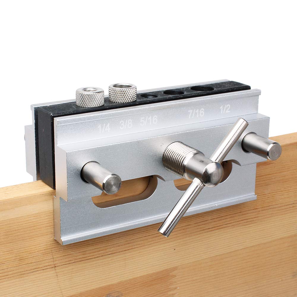 AUTOTOOLHOME Self Centering Doweling Jig Dowel Jig Kit Drill Jig for Straight Holes Wood Biscuit Joiner Tool 6 Drill Guide Bushings Set Woodworking Power Tool Accessory Jigs