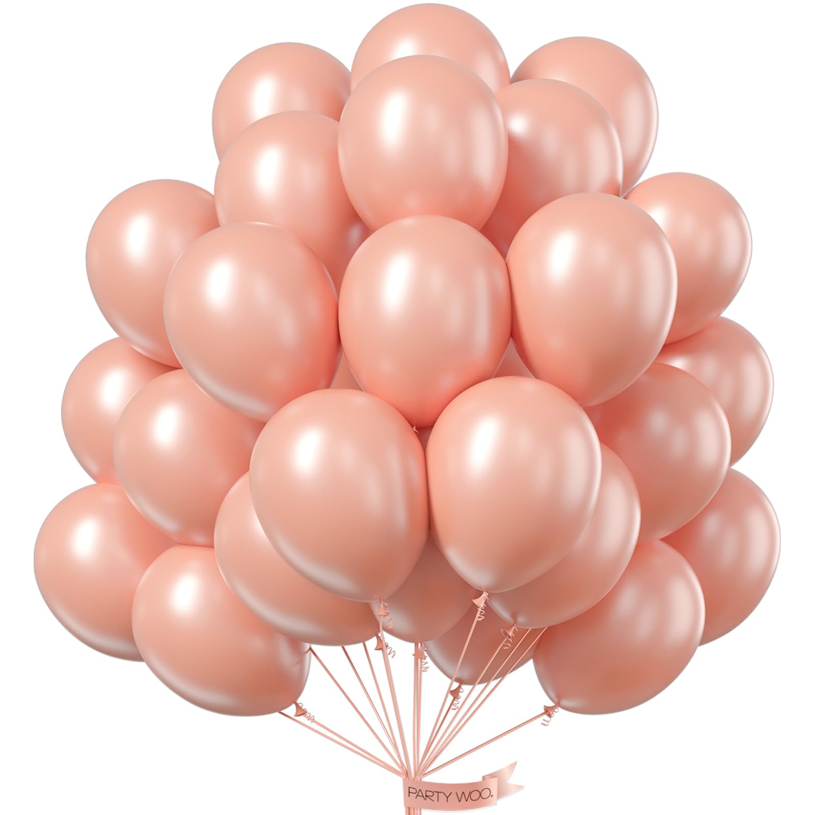 PartyWoo Rose Gold Balloons, 50 pcs 12 Inch Pearl Rose Gold Balloons, Latex Balloons for Balloon Garland Arch as Party Decorations, Birthday Decorations, Wedding Decorations, Rose Gold-Z71
