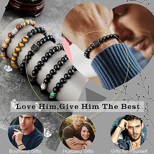 Inspirational Gifts for Him Mens Beaded Bracelets Jewelry Men Bracelet Inspirational Gifts for Boyfriend Dad Beads Birthday Christmas Jewelry