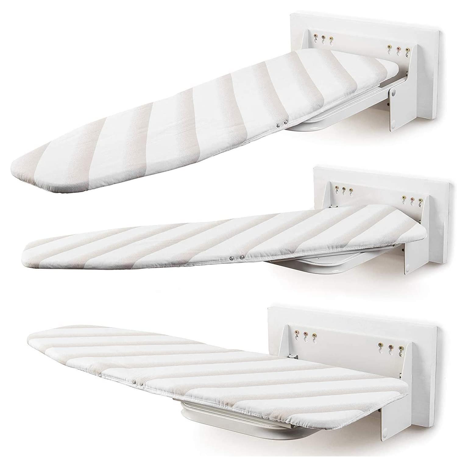 Heavy Duty Ironing Board 37.40"x11.80" Extreme Stability Wall Mount Ironing Board Professional Space Saving Folding Ironing Board with Heat Resistant Cover for Home Laundry Room Dorm White and Grey