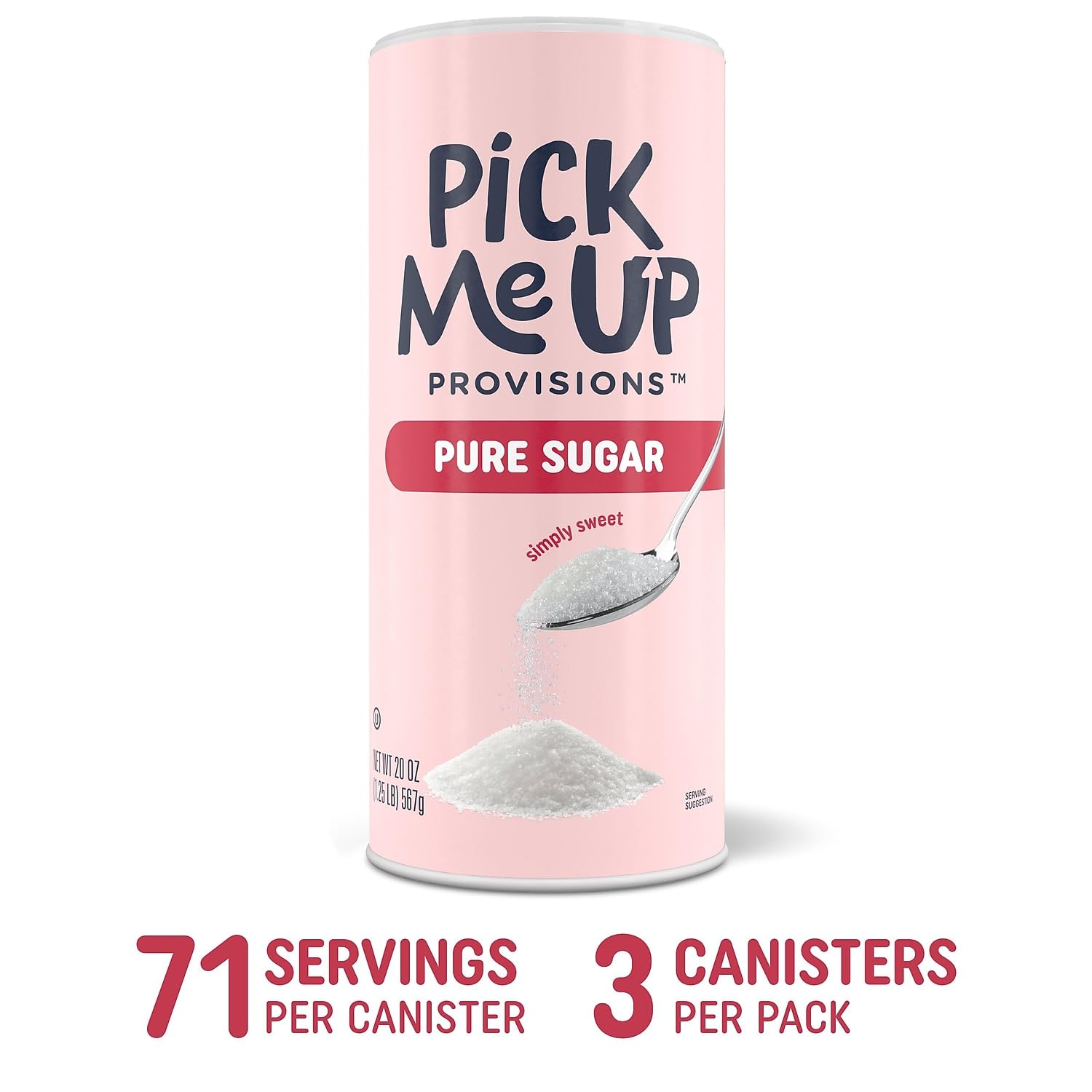 N'Joy Pure Cane Sugar, 20 oz Canister, 3/Pack