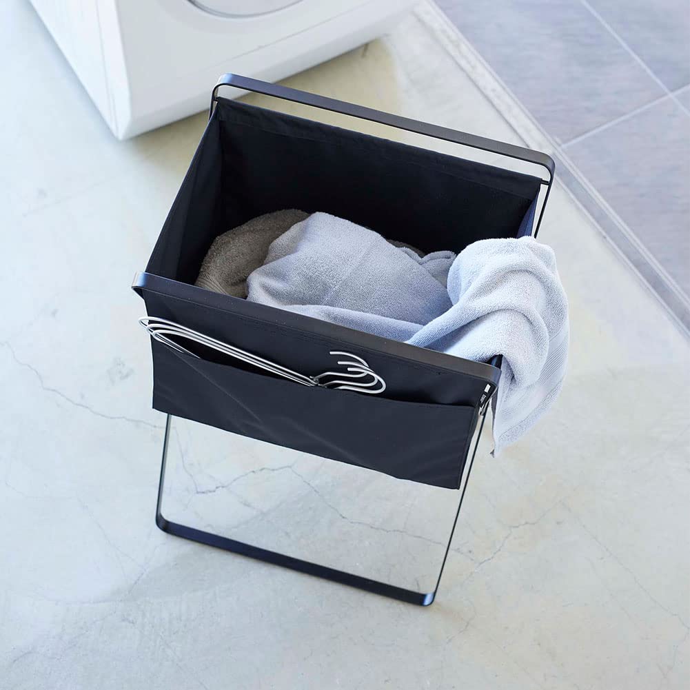 Yamazaki Home Tower Space Saving Storage Hamper - Elevated, 27.6" - Steel - 9.8 Gallons, 35 Liters