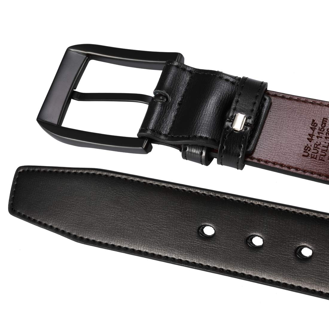 beltox fine Men’s Casual Leather Jeans Belts 1 1/2” Wide 4MM Thick Alloy Prong Buckle Work Dress Belt for Men(Black Belt with Black Buckle,48-50)