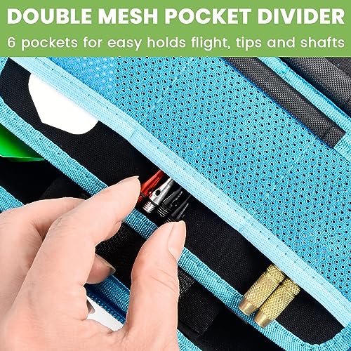 ALKOO Dart Case Holder Bag for 6 pcs Steel and Soft Tip Darts Set, Storage Organizer Holds 6 Darts and Tips, Shafts and Flights Accessories (Cases Only) (Blue, Holds 6 darts)