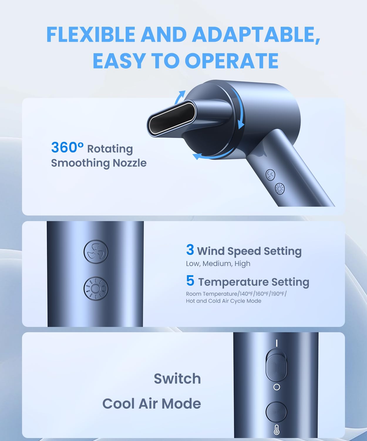 LAMPICK Hair Dryer & Magnetic Air Nozzle Replacement