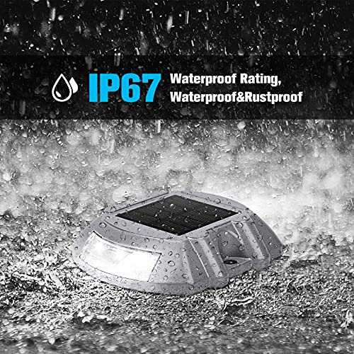 VOLISUN Solar Deck Lights Driveway Dock Lights, 4-Pack Led IP67 Waterproof Outdoor Warning Step Lights for Driveway Sidewalk Garden Pathway Yard(Green)