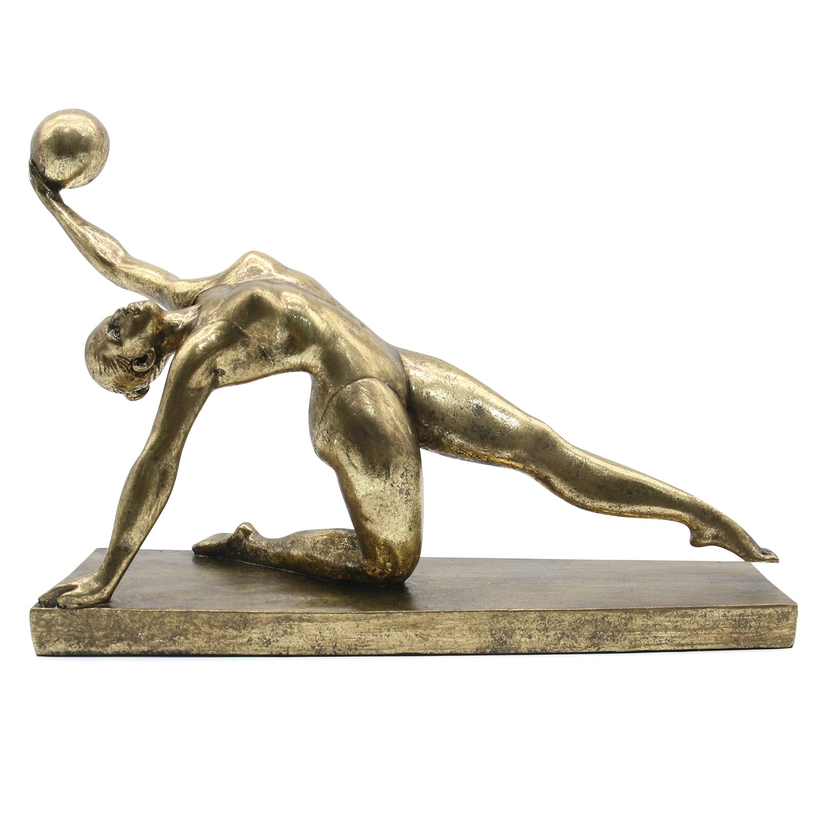 Lukitas Gymnast Statue and Sculpture Decor, Rhythmic Gymnastics Figurine, Modern Desktop Ornament for Home Office Living Room, Golden, Resin L14''