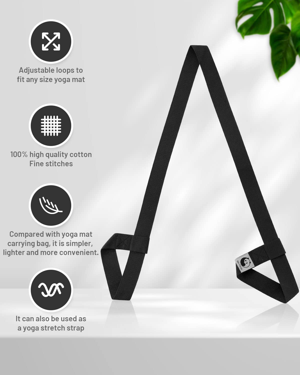Slim Panda Yoga Mat Straps for Carrying,Adjustable Yoga Mat Carrier, Yoga Mat Sling(Yoga Mat Not Included)(Black)