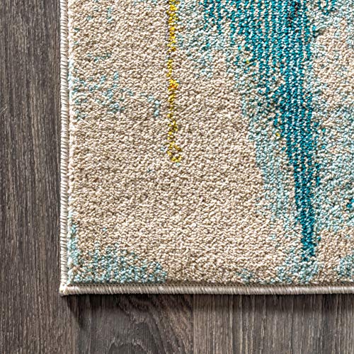 JONATHAN Y Modern Abstract Waterfall Blue/Cream Runner Rug, 2x8, Contemporary POP, Transitional, Easy-Cleaning for Living Room, Bedroom, Kitchen, Pet Friendly, Non-Shedding (CTP100A-28)