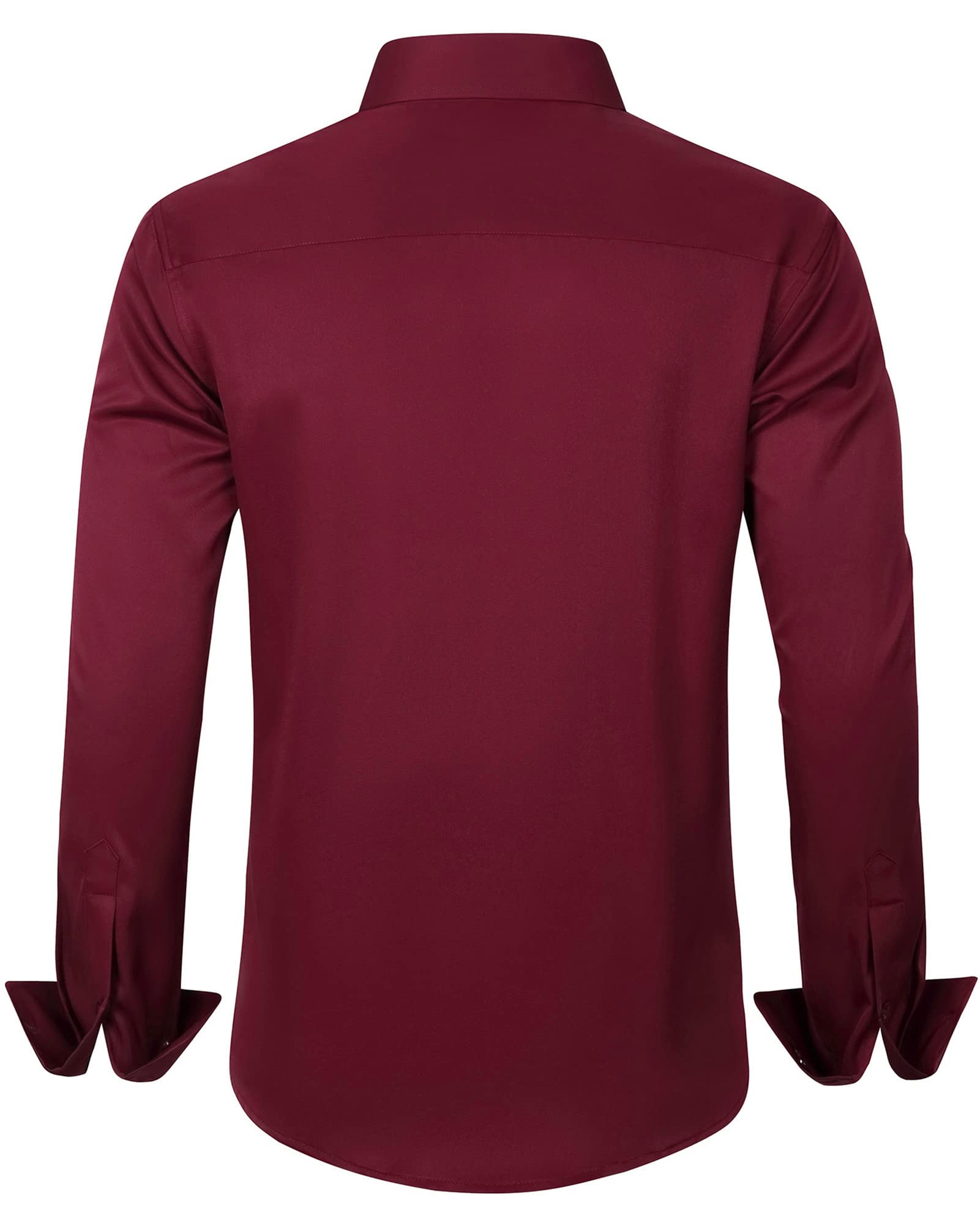 J.VER Men's Dress Shirt Regular Fit Flex Stretch Solid Red Wine Medium