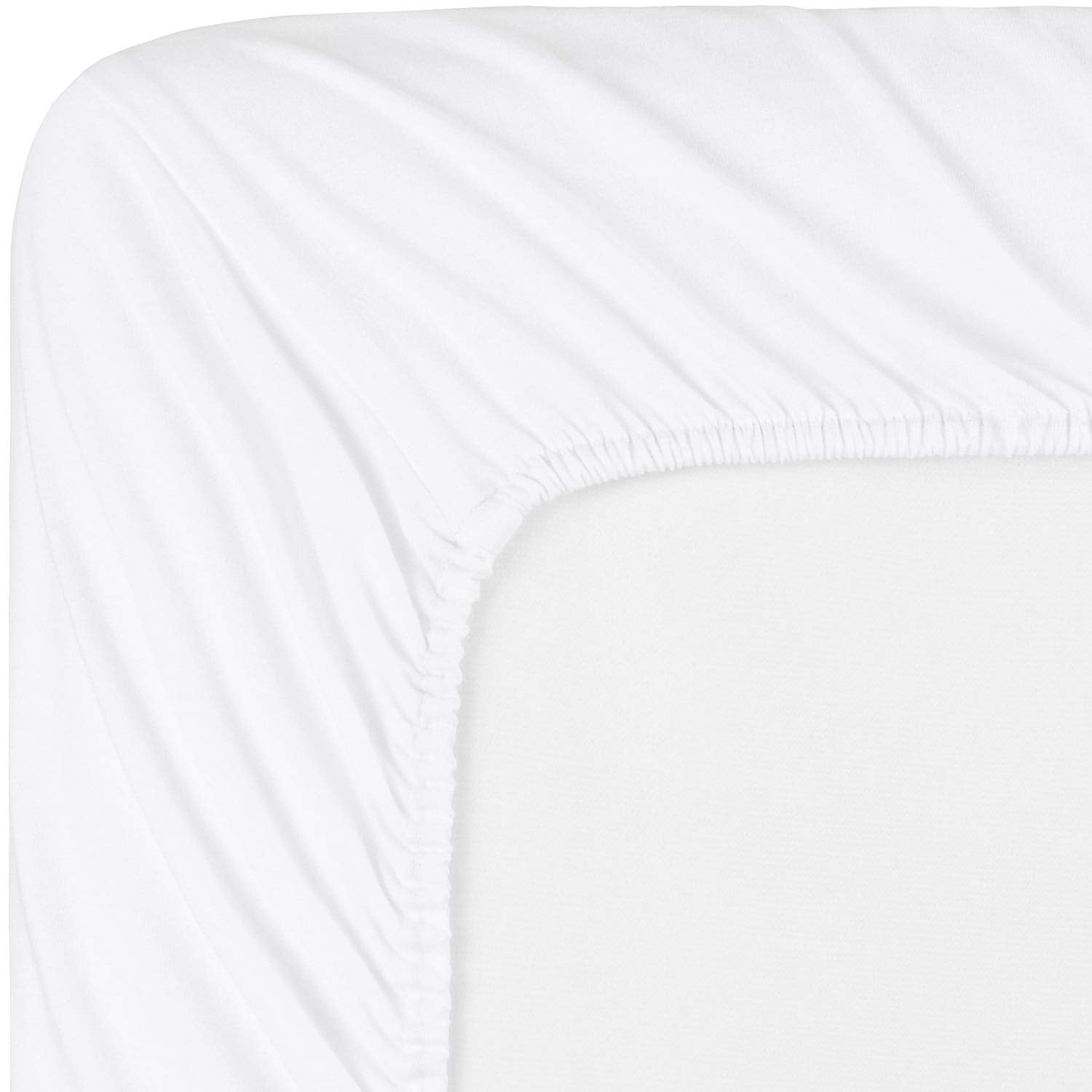 Mellanni Jersey Sheets Set - 4 Piece 100% Jersey Knit Cotton - Soft, Comfortable, All-Season Bedding - Deep Pocket T-Shirt Sheet Set (Queen, White)