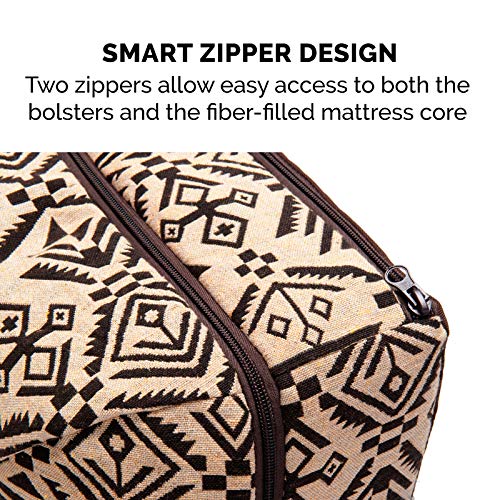 Furhaven Pillow Dog Bed for Large/Medium Dogs w/ Removable Bolsters & Washable Cover - Quilted Sofa - Toasted Brown, Large