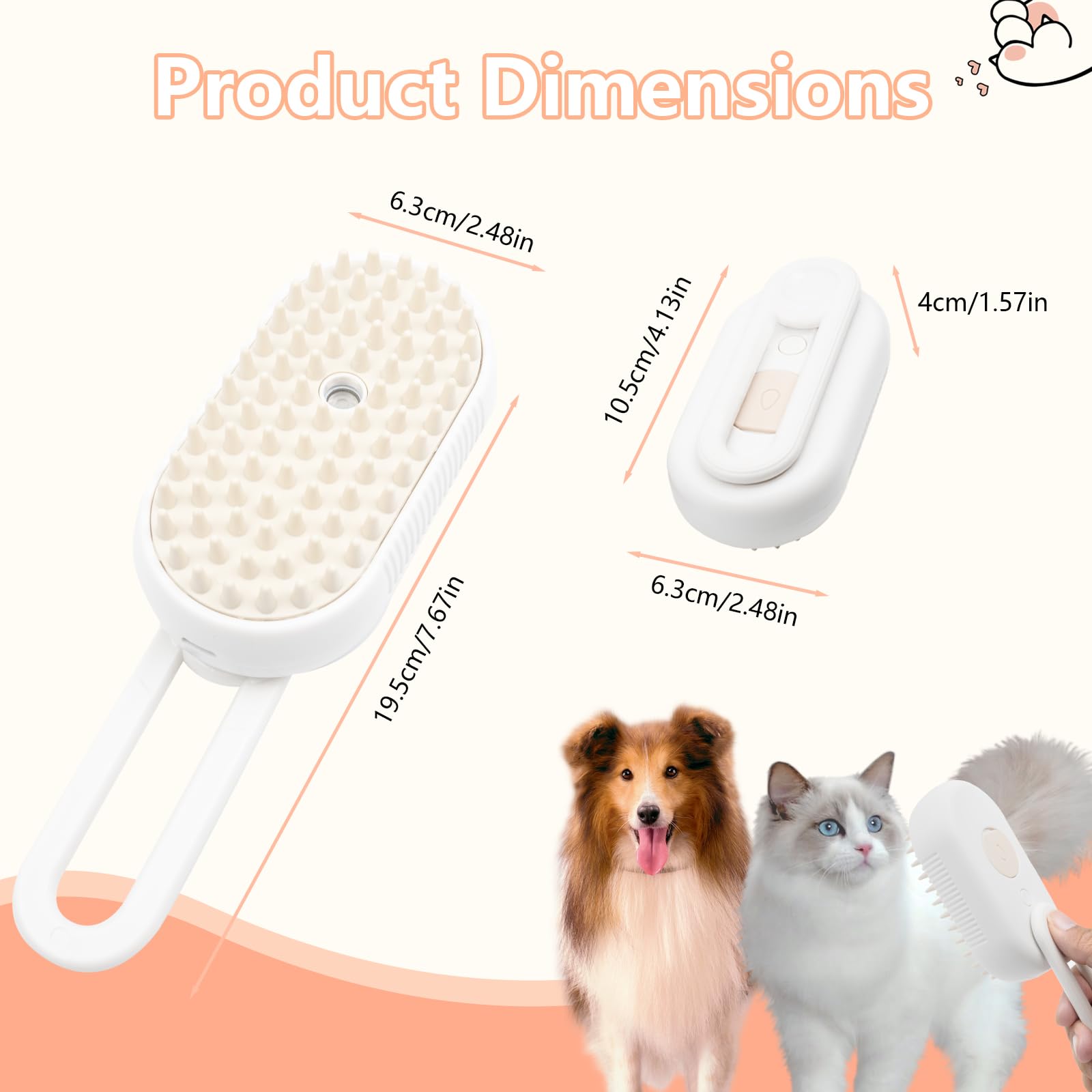 4 in 1 Cat Steam Brush, 2025 Pet Brooming With 360 Rotating Arm, Massage, Cleaning, Shedding & Combing All In One, Brush for Cats and Dogs (Orange)