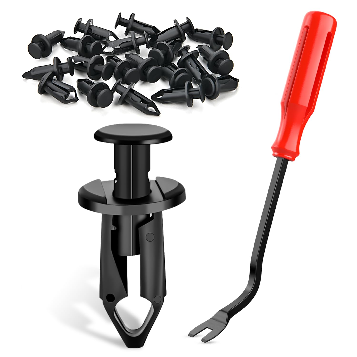 GOOACC 100PCS Fender Clips Body Rivets Engine Under Cover Splash Shield Guard Clips for Honda 90653-HC4-900,GM 21075686 7661855 with 1PC Fastener Remover