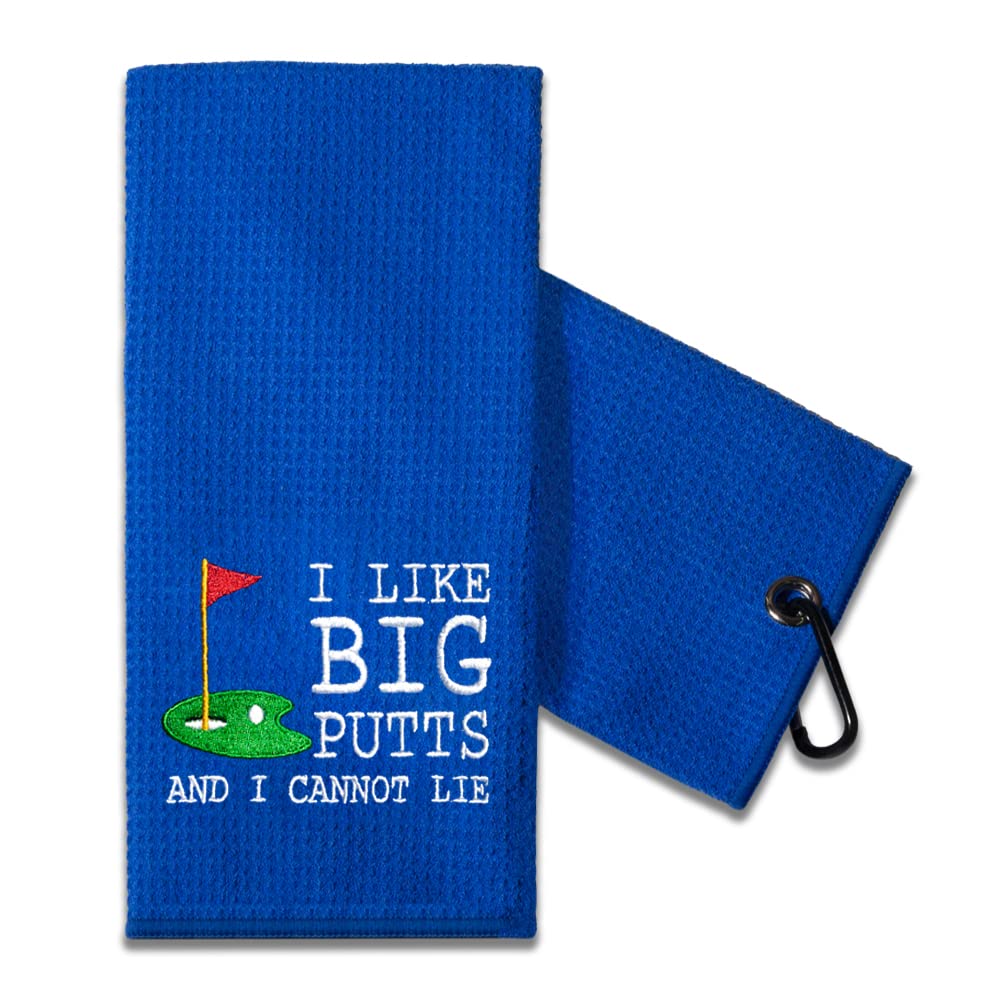 TOUNER Funny Golf Towel Gift for Dad Mom, Retirement Gifts for Men Women Golfer, Funny Golf Towel for Women Men, Embroidered Golf Towels for Golf Bags with Clip (I Like Big Putts and I Cannot Lie)