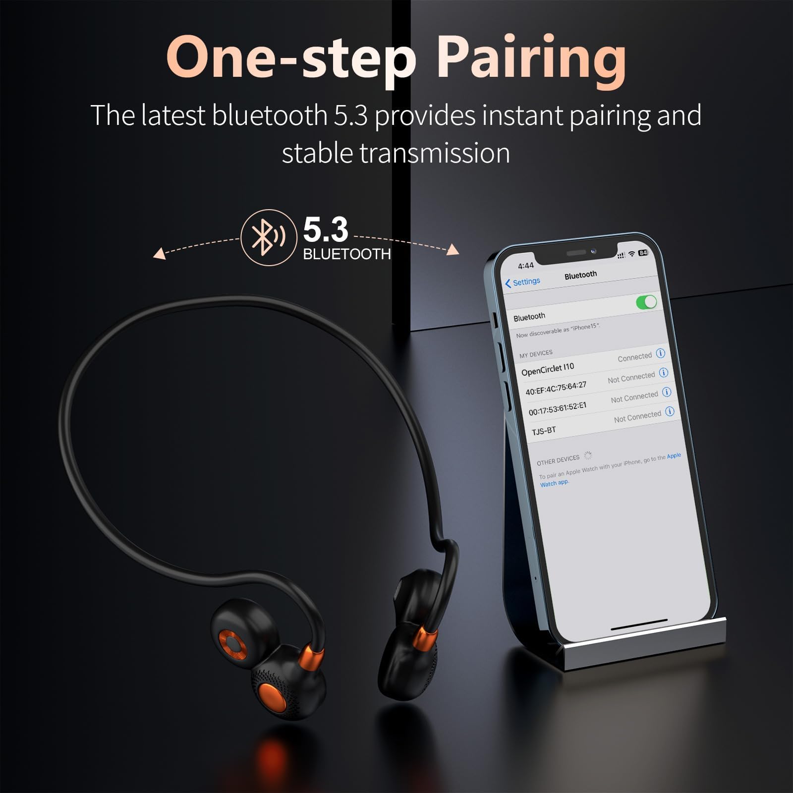 Ortizan Open Ear Headphones, Bluetooth 5.3 Wireless Air Conduction Headphones Sport Earbuds, Premium Sound, IPX6 Waterproof, Clear Call, 19g Lightweight Earphones for Running Cycling Workouts (Black)