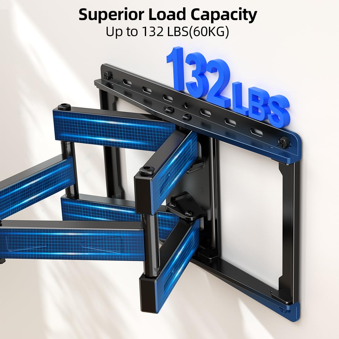 HOME VISION Full Motion TV Wall Mount for Most 32-85 inch TVs up to132lbs, Wall Mount TV Bracket Dual Articulating Arms, Swivel, Tilting, Leveling TV Mount, Max VESA 600x400mm, Fits 8"12"16" Wood Stud