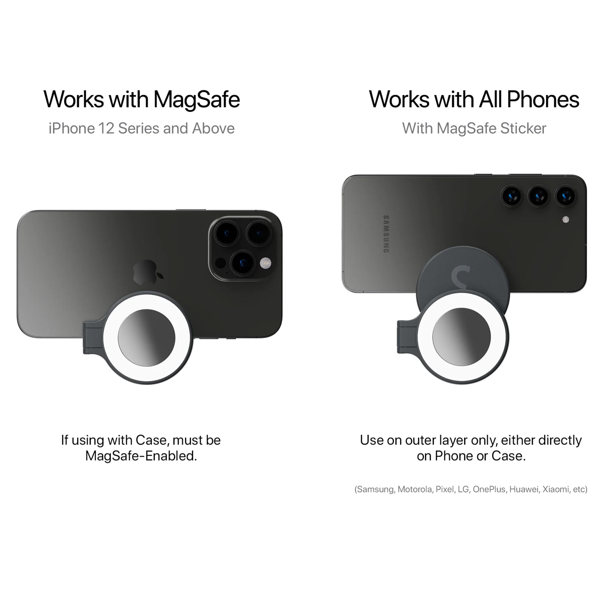 ShiftCam SnapGrip - Mobile Phone Camera Grip with Wireless Shutter Button - Magnetic Mount Snaps on to Any Phone - Built in Powerbank with Qi Wireless Charging - Tabletop Dock | Midnight