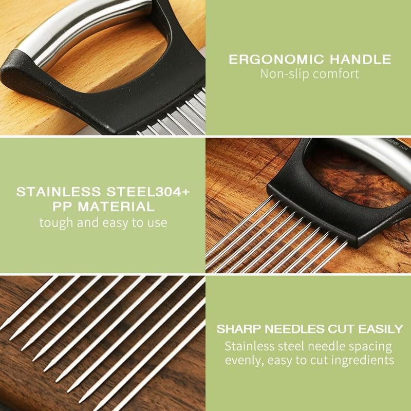 2026 Upgraded Onion Holder for Slicing, New Stainless Steel Onion Slice Holder Lemon Slicer Vegetable Cutter, Kitchen Chopper Slicing Assistant Tool for Meat, Onion, Potato, Tomato (1 Pack)