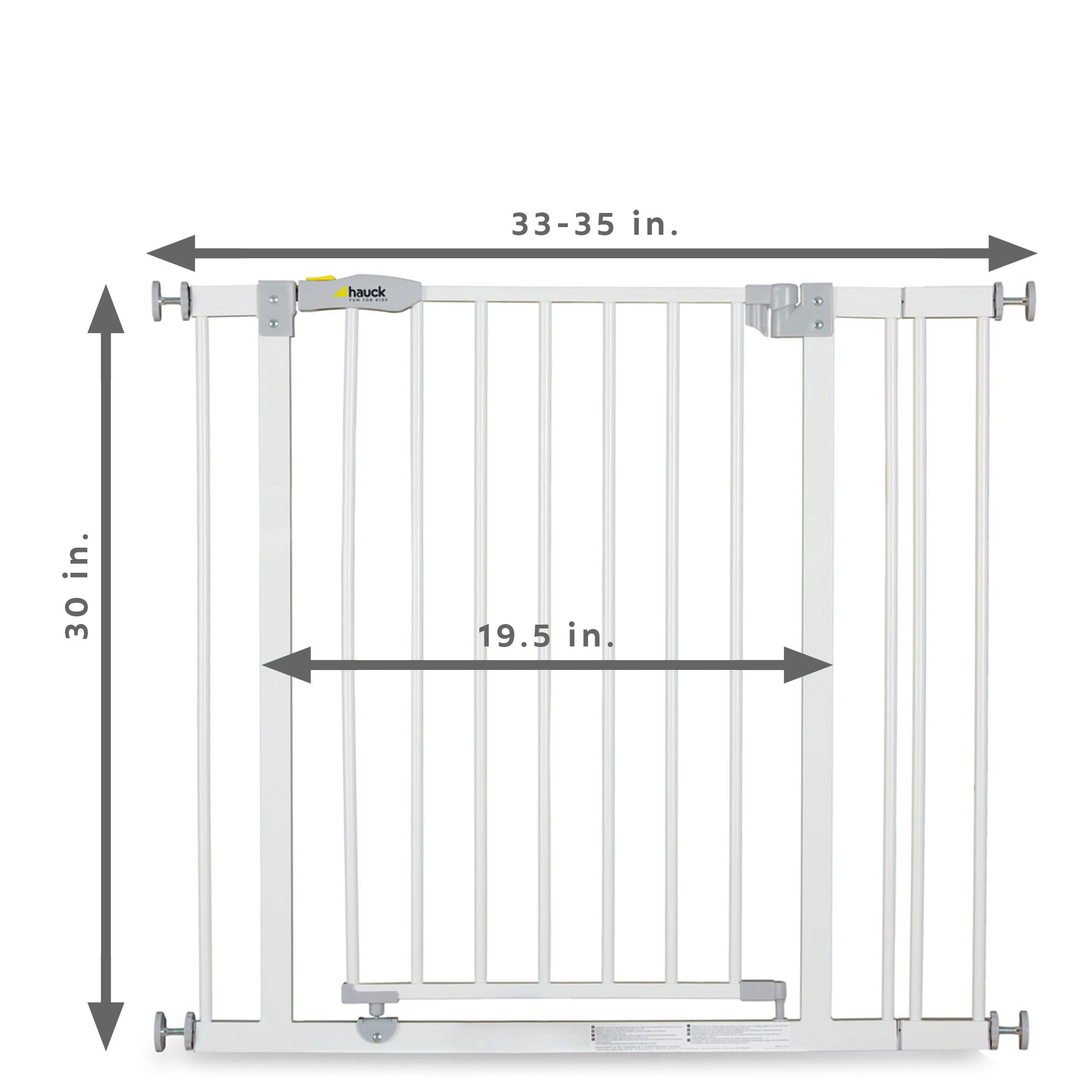 Hauck Open N Stop Pressure Fit Baby & Pet Safety Gate w/ 3.5" Extension, Accommodates 33 to 35" Wide Home Doorway, Stairway, or Hallway, White