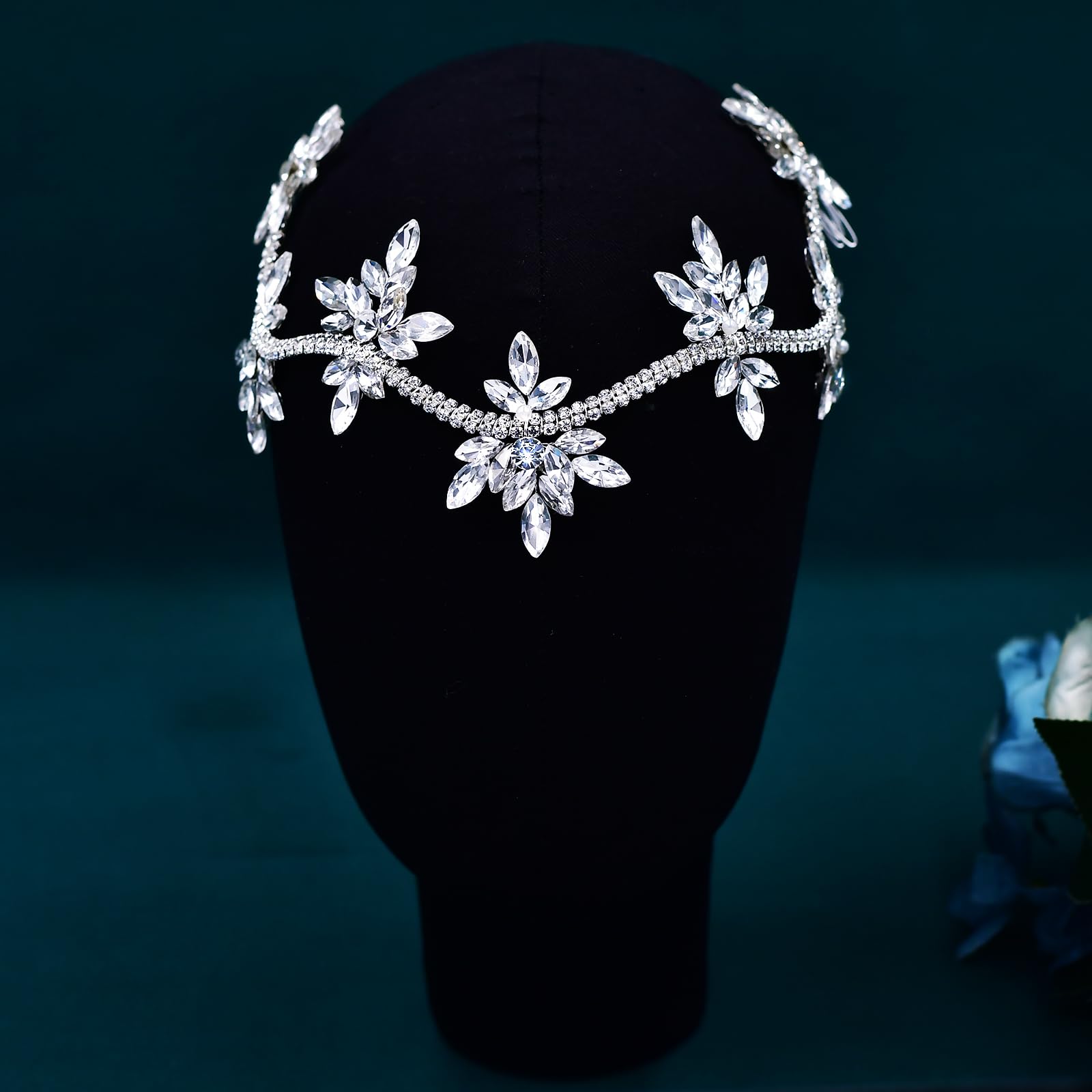 FUILUA Rhinestone Bride Headband Wedding Headpiece with Comb Sparkle Crystal Hair Accessories for Women Girls