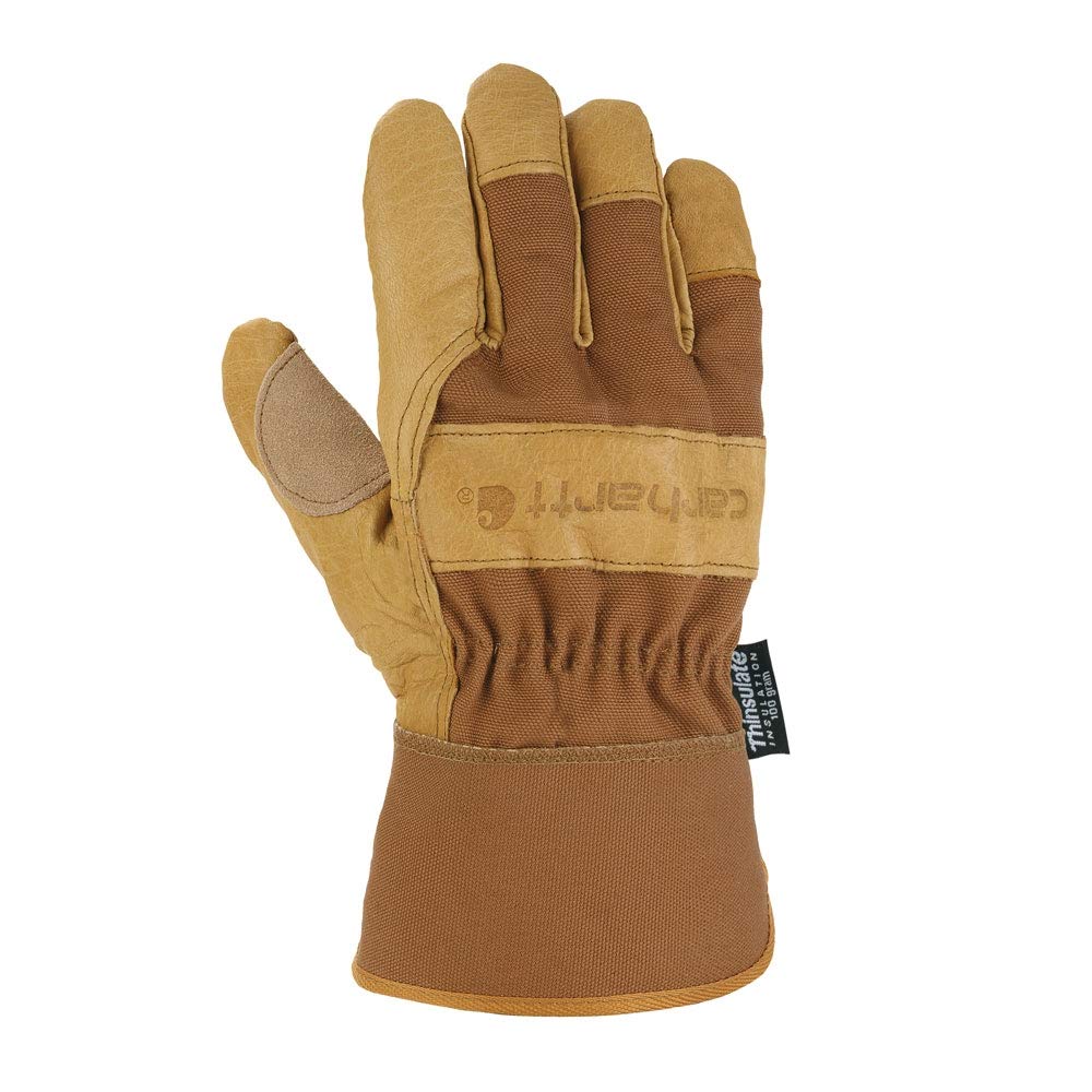 Carhartt Mens Insulated Grain Leather Work Glove With Safety Cuff Brown XX-Large One Size