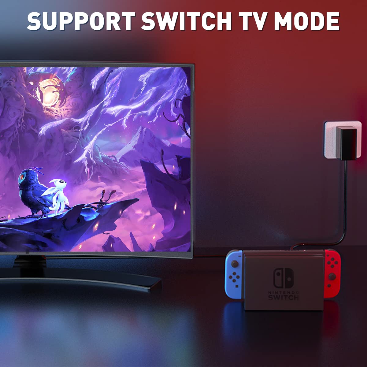 Charger for Nintendo Switch with 5FT Charging Cable, AC Power Supply Adapter for Nintendo Switch/LITE/OLED Work as Original Nintendo Charger, Support Switch TV Dock Mode Output 15V2.6A USB C Charger