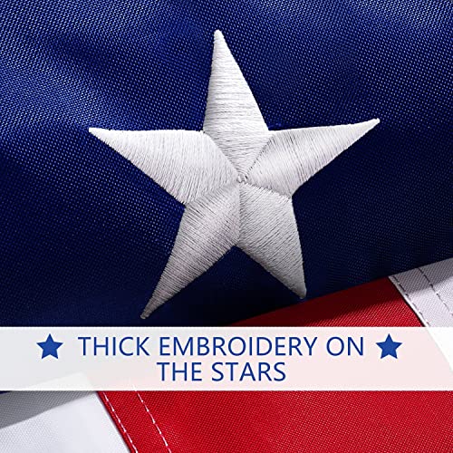 American Flag 10x15, USA Flags for Outdoor Indoor, 300D Heavy Duty Durable, Deluxe Embroidered Stars, Brass Grommets, Sewn Stripes, Vivid Color, Fade Resistant and waterproof (10X15 FT USA FLAG)