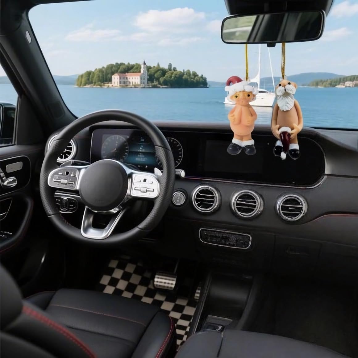 2-Pack Funny Santa Claus Christmas Ornaments, Suitable for Ornaments in car, Bag, Keychain, Home Party Decoration, Unique Gift