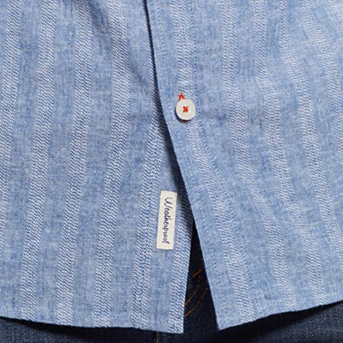 Weatherproof Vintage Men’s Short Sleeve Woven Shirt (Blue, Small)