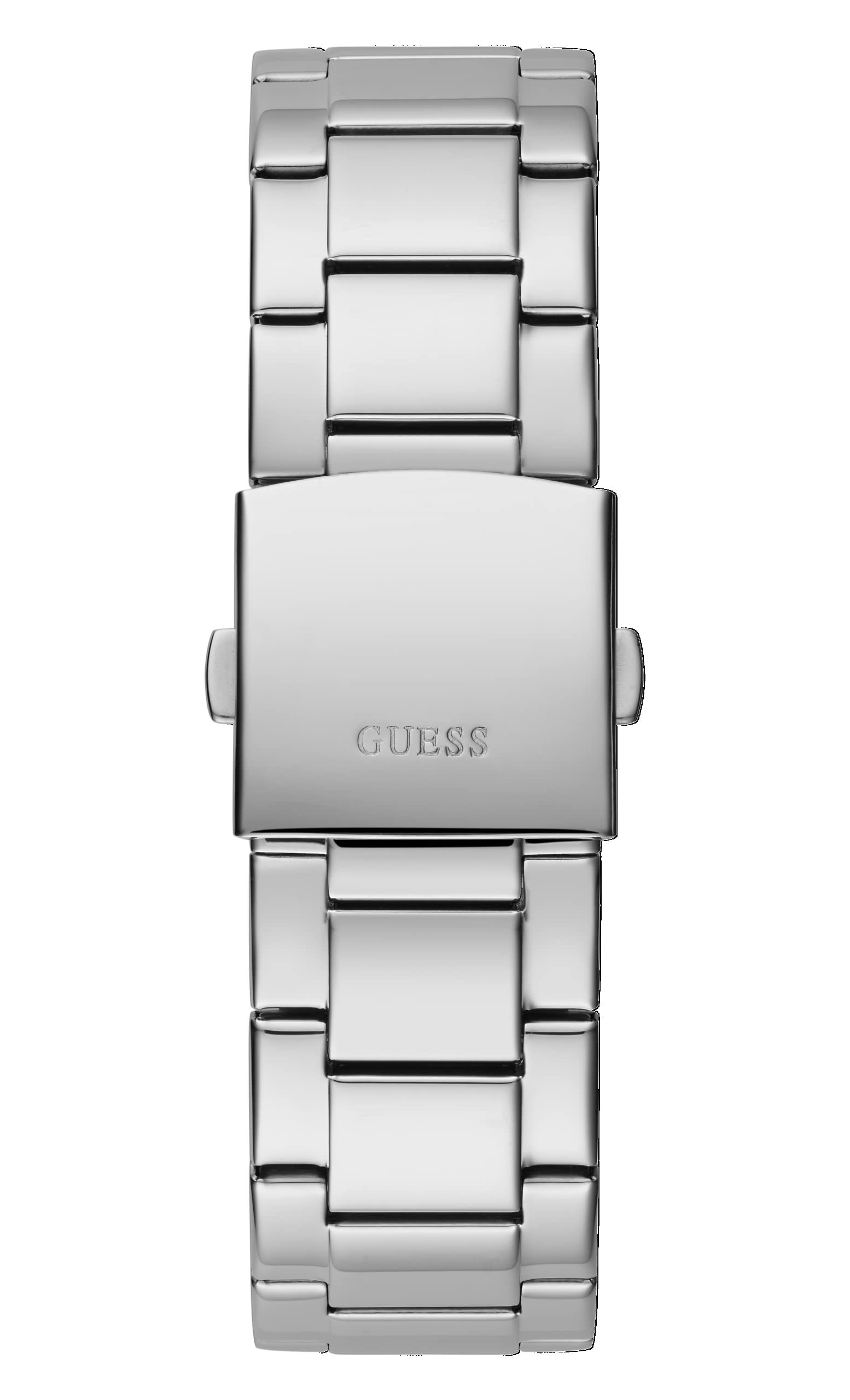 GUESS Men's 44mm Watch - Silver Tone Strap Black Dial Silver Tone Case