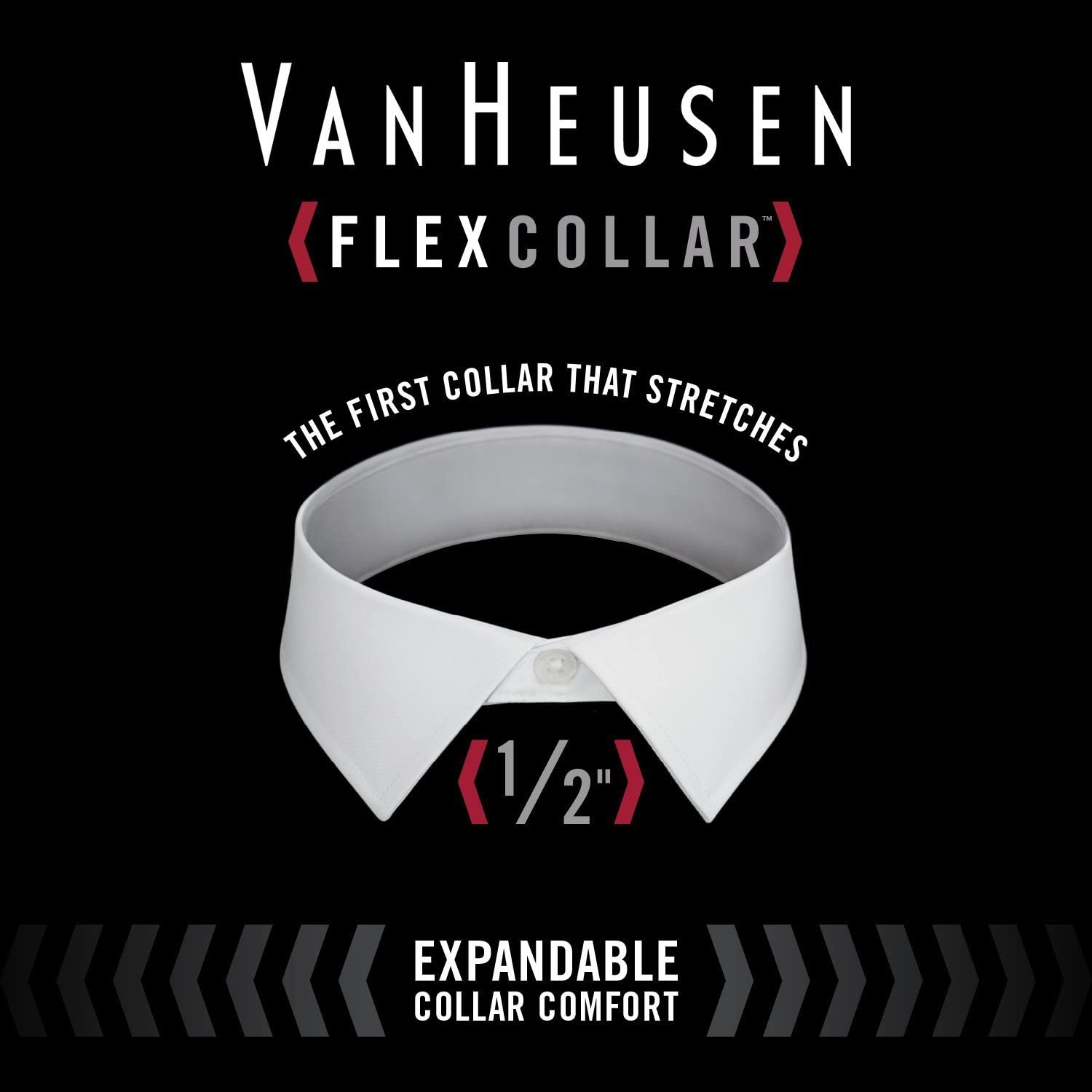 Van Heusen Men's Dress Shirt Regular Fit Flex Collar Stretch Solid, Black, 18" Neck 34"-35" Sleeve