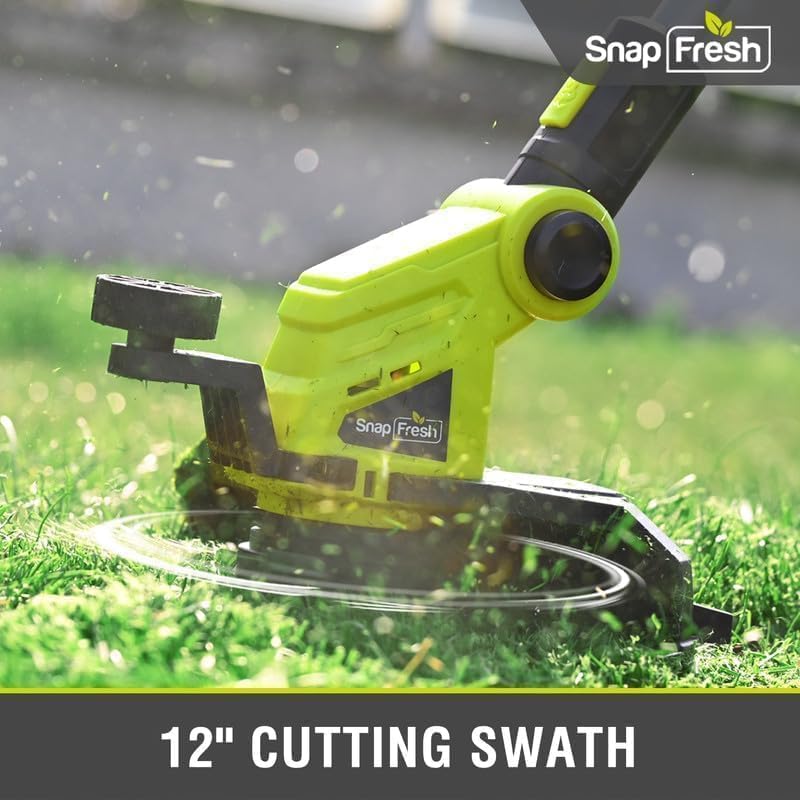 SnapFresh Weed Wacker 12" Cordless String Trimmer, 20v Electric Weed Eater/Whacker with Automatic Feed Spool, Weedeater with 2.0Ah Li-ion Battery & Charger, 2 in 1 Battery Edge Trimmer for Lawn/Grass