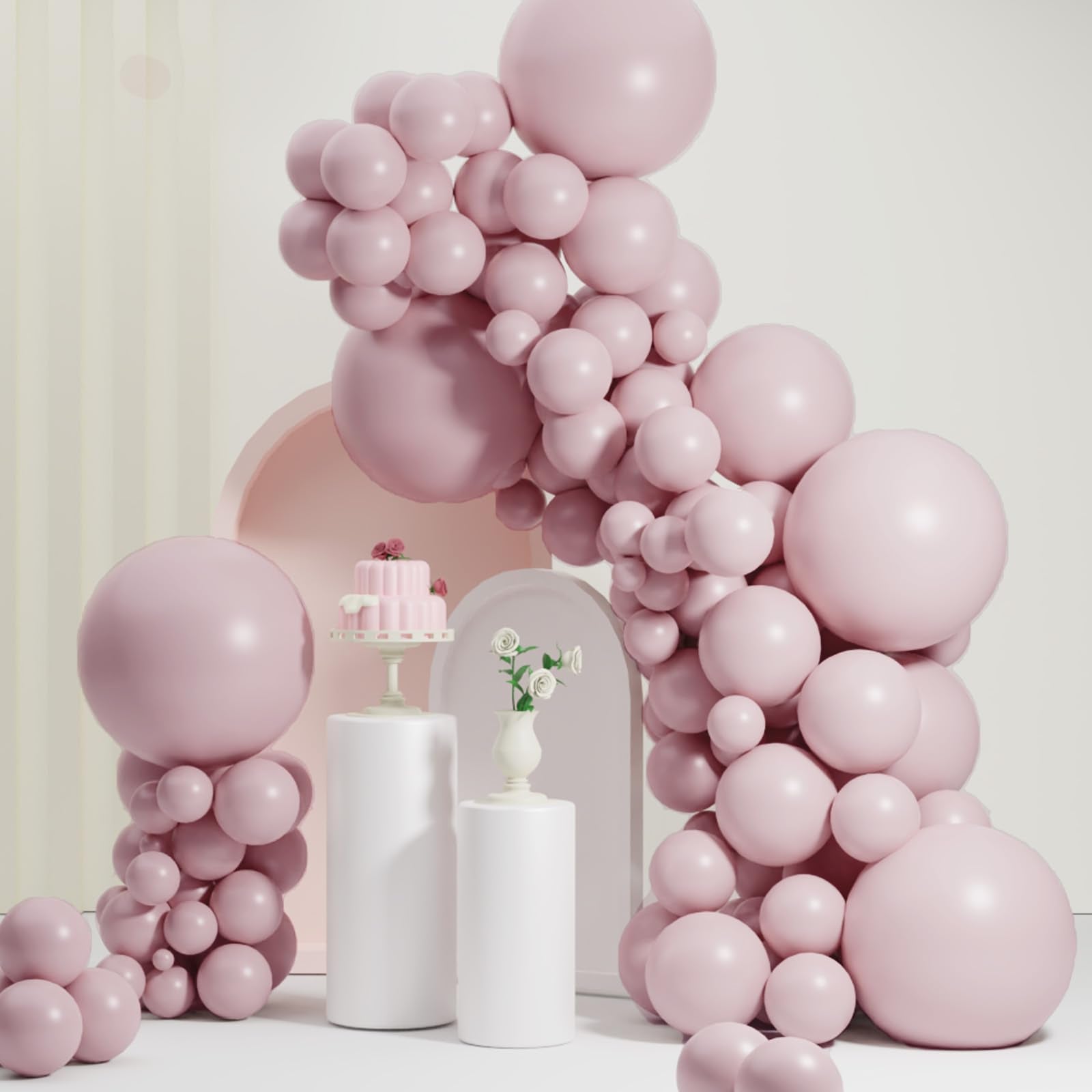Scmdoti Dusty Pink Balloons - Different Sizes 18, 12, 10, 5 Inches - Pink Balloon Garland Arch for Birthday, Baby Shower, Wedding, Graduation Parties