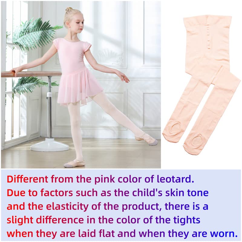 DIPUG White Girls' Convertible Ballet Tights/Soft Transition Dance Tight(Toddler/Kids)