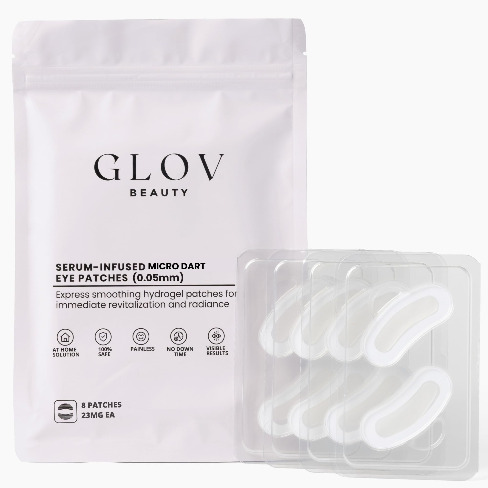 Glov Beauty Micro Dart Eye Patches – 0.05mm Microneedle Eye Mask with Vitamin C, Snow Mushroom & Hyaluronic Acid – Brightening Under-Eye Care for Dark Circles & Puffiness, 8 Patches