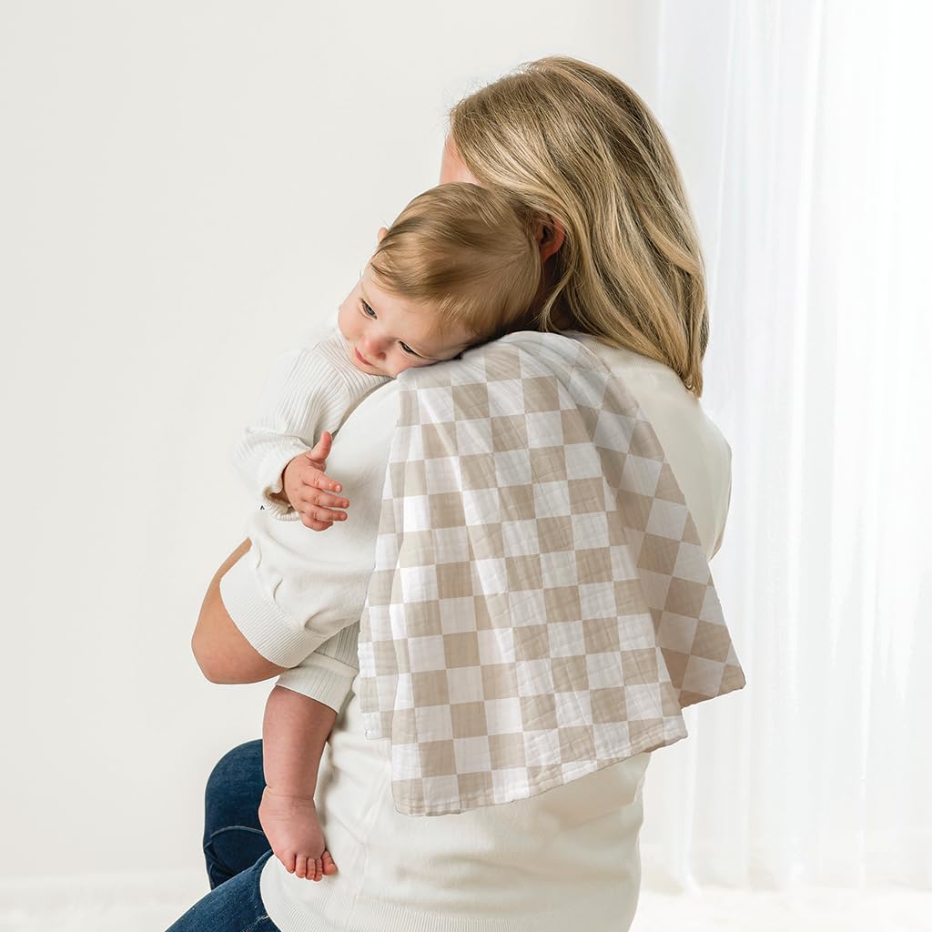 Itzy Ritzy Breastfeeding Boss Multi-Use Cover – A Nursing Cover, Swaddle, Car Seat Cover, Tummy Time Mat & Burp Cloth All in One – Made of Soft Muslin Fabric & Measures 47” x 47” (Checkerboard)