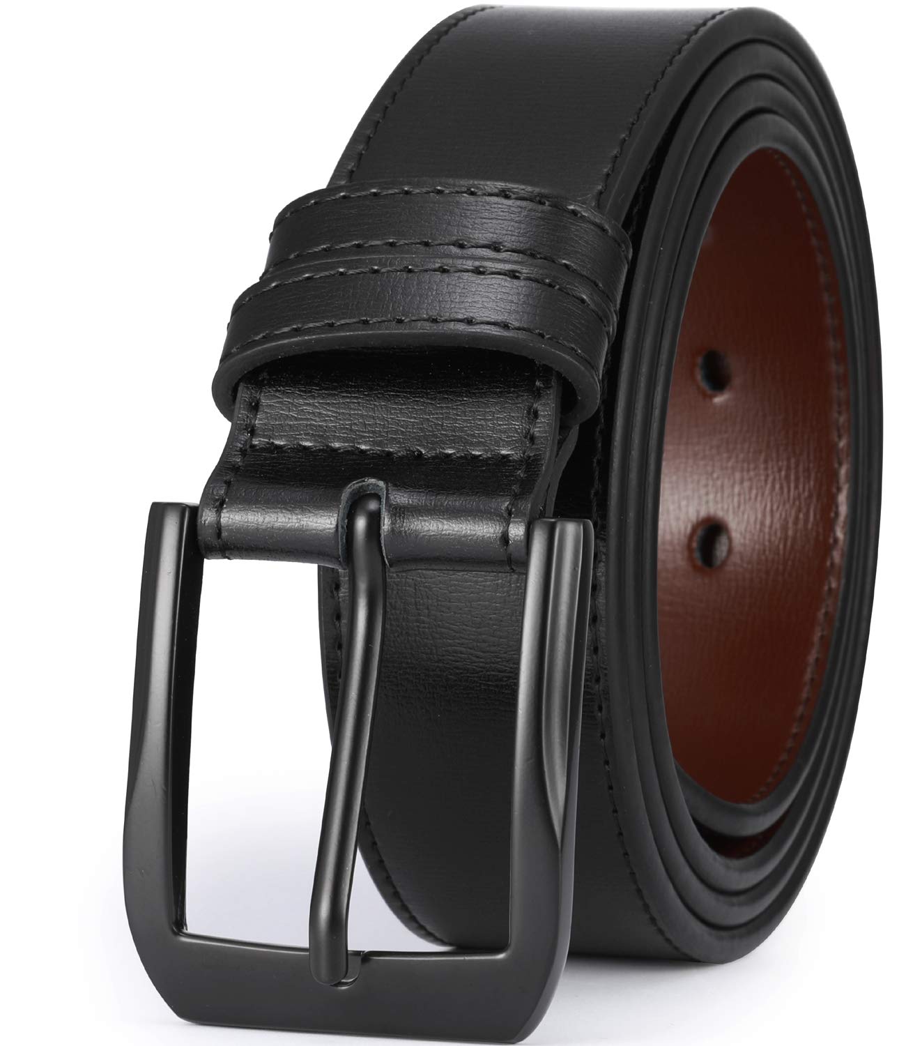 beltox fine Men’s Casual Leather Jeans Belts 1 1/2” Wide 4MM Thick Alloy Prong Buckle Work Dress Belt for Men(Black Belt with Black Buckle,48-50)