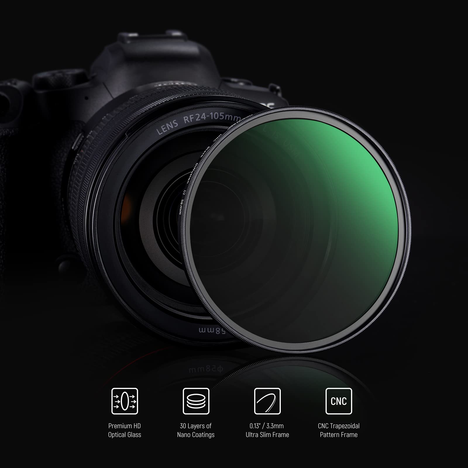 NEEWER 58mm Black Diffusion 1/2 Filter Mist Dreamy Cinematic Effect Filter Ultra Slim Water Repellent Scratch Resistant HD Optical Glass, 30 Layers Nano Coatings for Video/Vlog/Portrait Photography