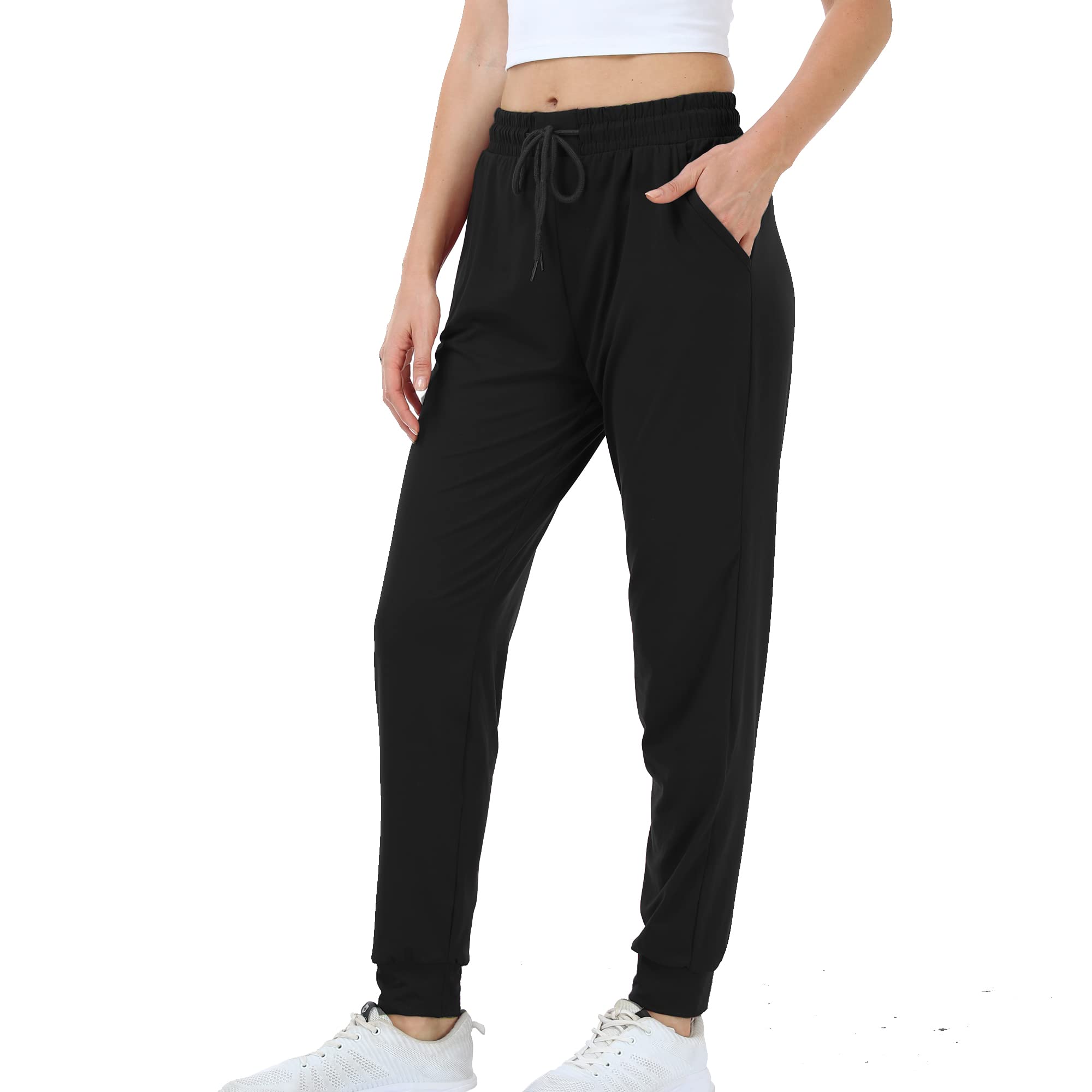 Mgput 4 Pack Women's Joggers Pants with Pockets-Women Lightweight Sweatpants for Running Yoga Athletic Casual Pants(TYP601-2XL/3XL-B/GR/NA/LGRY)