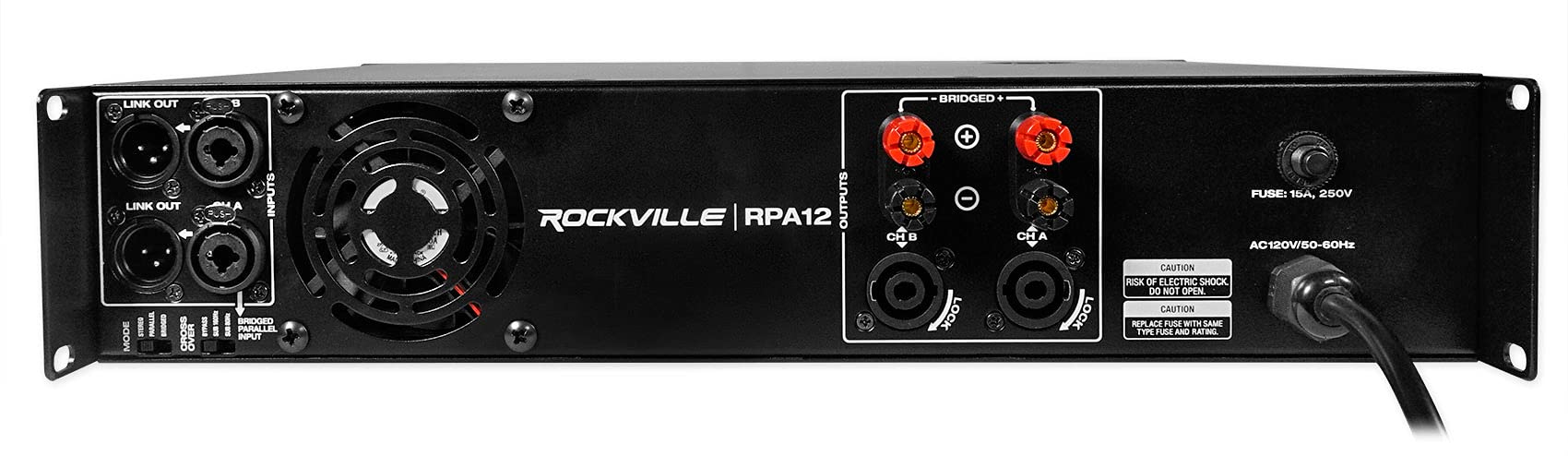 Rockville RPA12 5000W Peak / 1400W RMS 2-Channel Power Amplifier, Rack Mountable - Perfect for Live Sound, Pro Audio, DJs