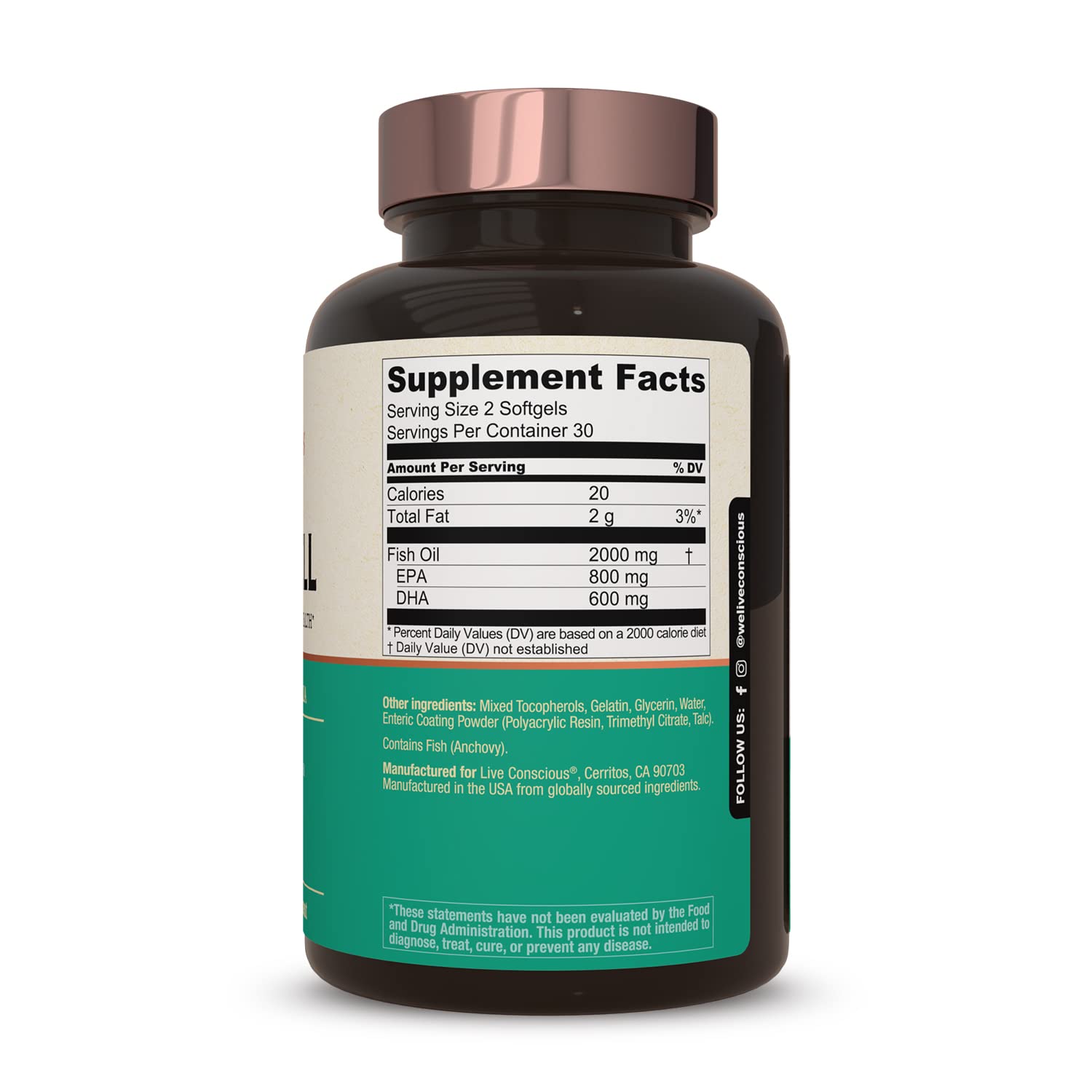 OmegaWell Omega 3 Fish Oil - 2000mg Capsules: Heart, Brain, & Joint Support - 800 mg EPA 600 mg DHA - w/Natural Lemon Oil, Sustainably Sourced - Mini Softgels - 30 Day Supply