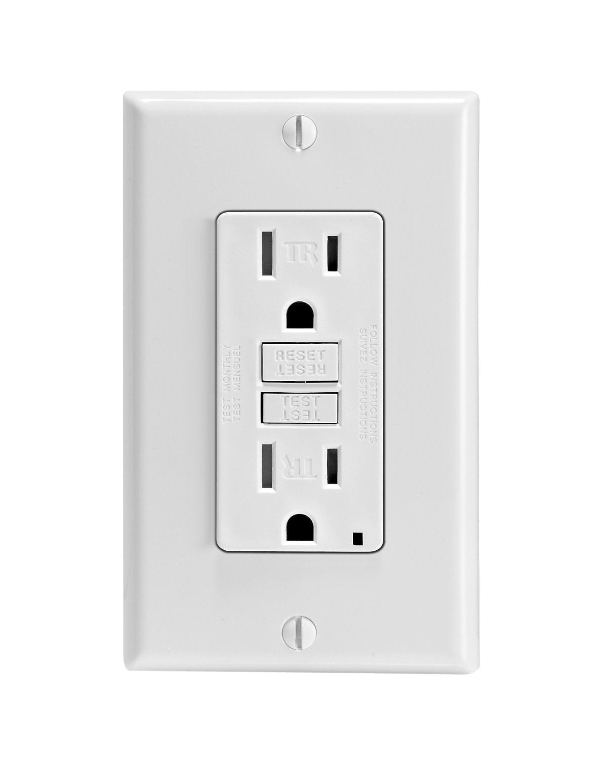 Leviton GFTR1-3W Smartest Self-Test SmartlockPro Slim GFCI Tamper-Resistant Receptacle with LED Indicator (3 Pack), White