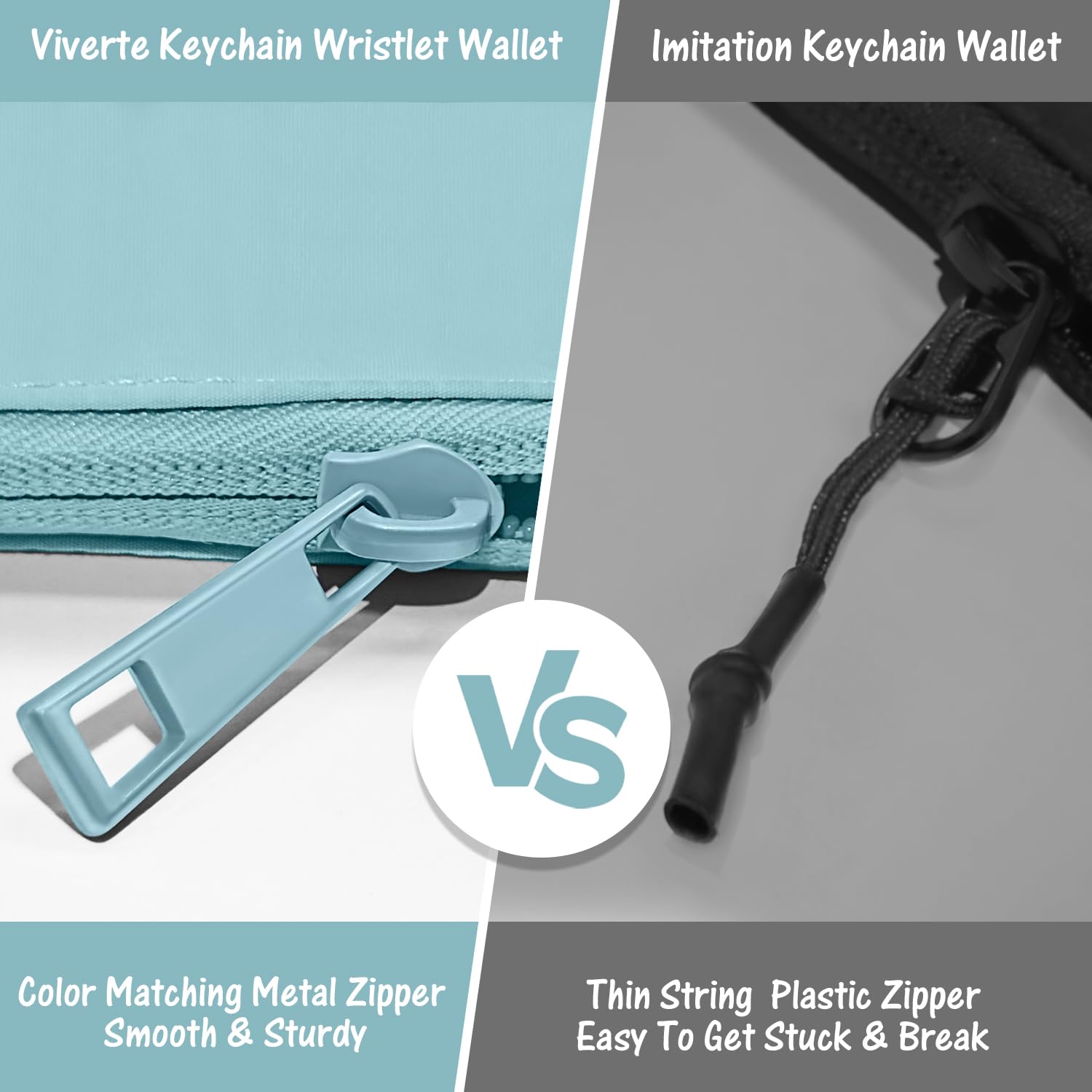 Viverte Mini Zip Around Wristlet Wallets for Women Small Portable Dual Pouch Keychain Wristlet Wallet Preppy Things Cute Stuff Gifts for Teen Girls (Icing Blue)