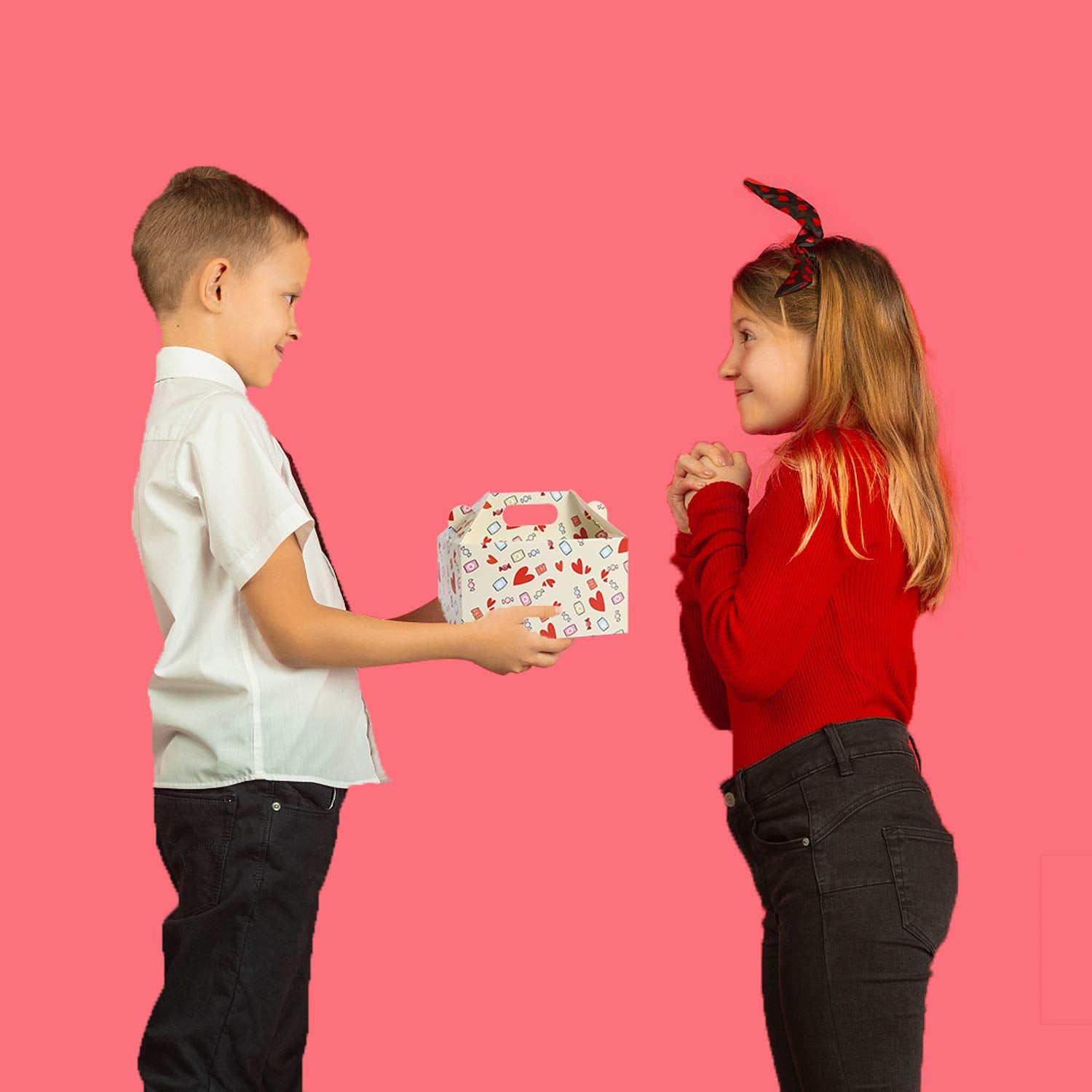 Valentine's Treat Boxes - 28 Pack Candy Bags for Kids' Party Favors, 7 Patterns for Wrapped Gifts