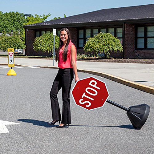 Tip'n Roll Portable Sign Pole - Black 60". With easy grab finial and wheels.