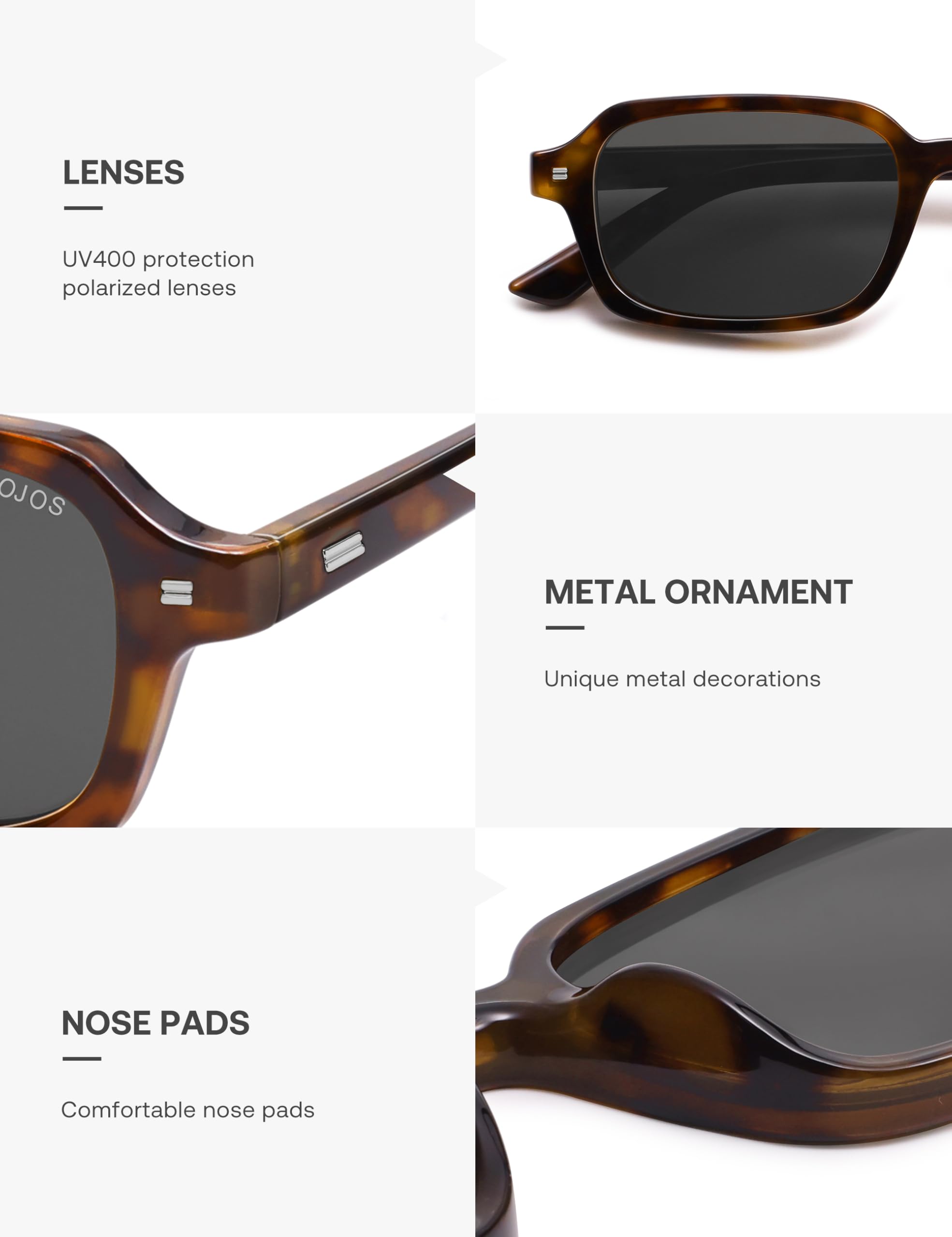 SOJOS Trendy Rectangle Polarized Sunglasses for Women Men, Retro Small Thin Slim Narrow Square Sunnies SJ2610, Brown Tortoise/Grey