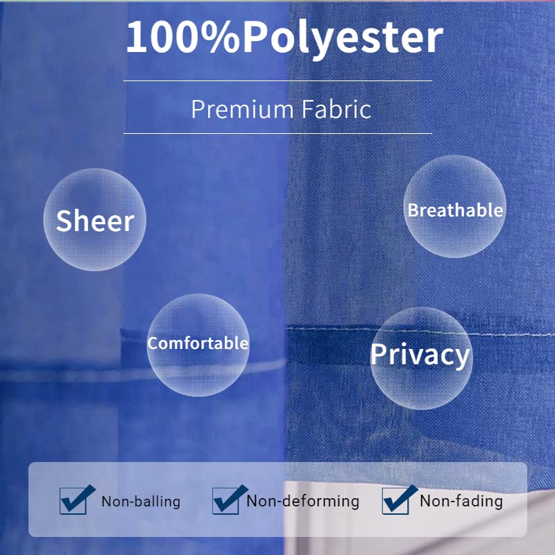 Yancorp Sheer Curtain Semi Bedroom Curtains 63 inches Length Linen Blue Beige Ombre Curtains Rod Pocket Drapes Girls Living Room Mermaid Bedroom Nursery Kids Window Decor, 1 Panel(Blue Beige,52"x63")