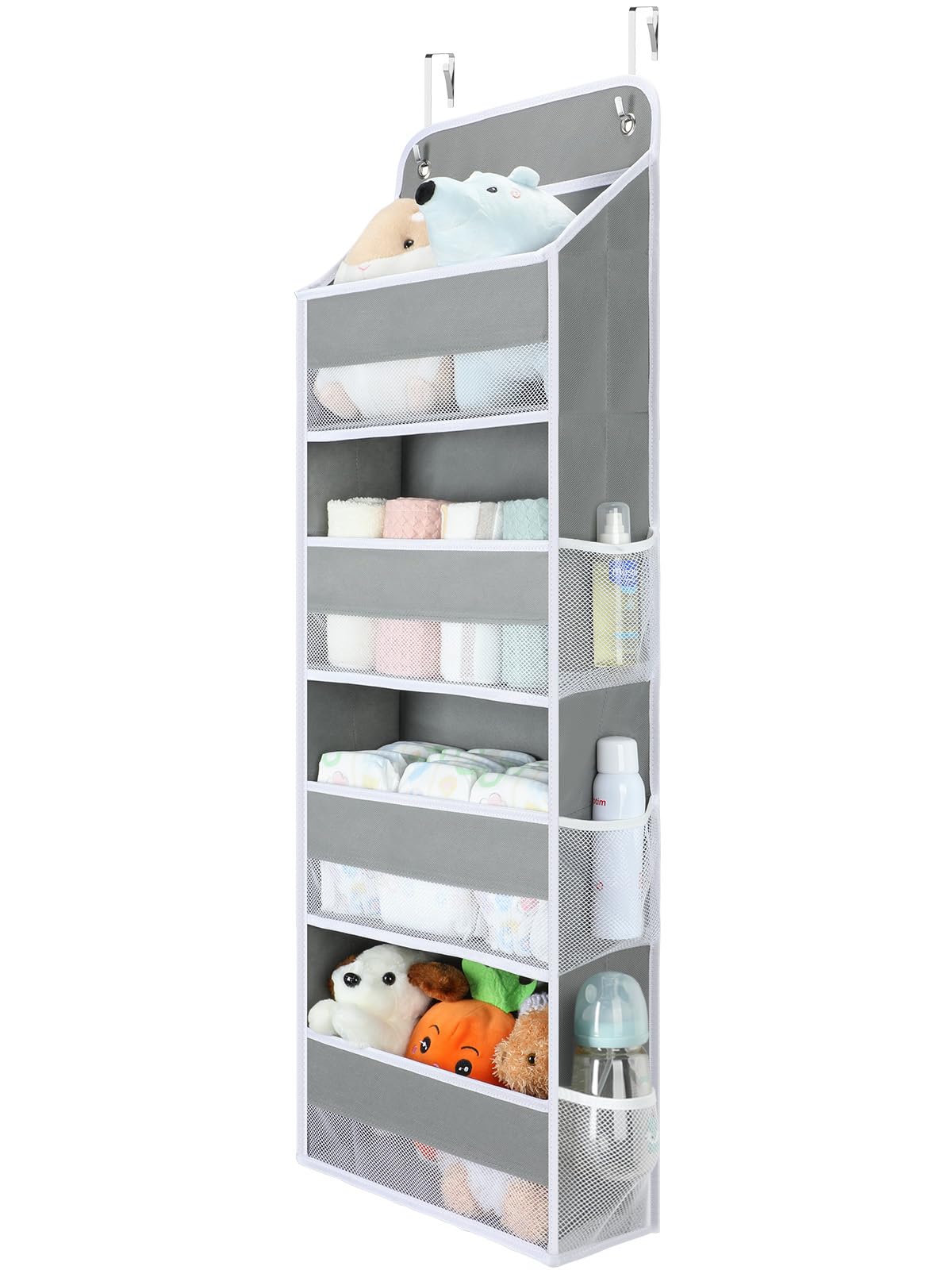 Yecaye 1 Pack Bathroom Organizers and Storage, 35.2lbs Load Toy Stuffed Animal Storage, Swing-proof Hanging Over the Door Organizer for Nursery Newborn Baby Essential Stuff